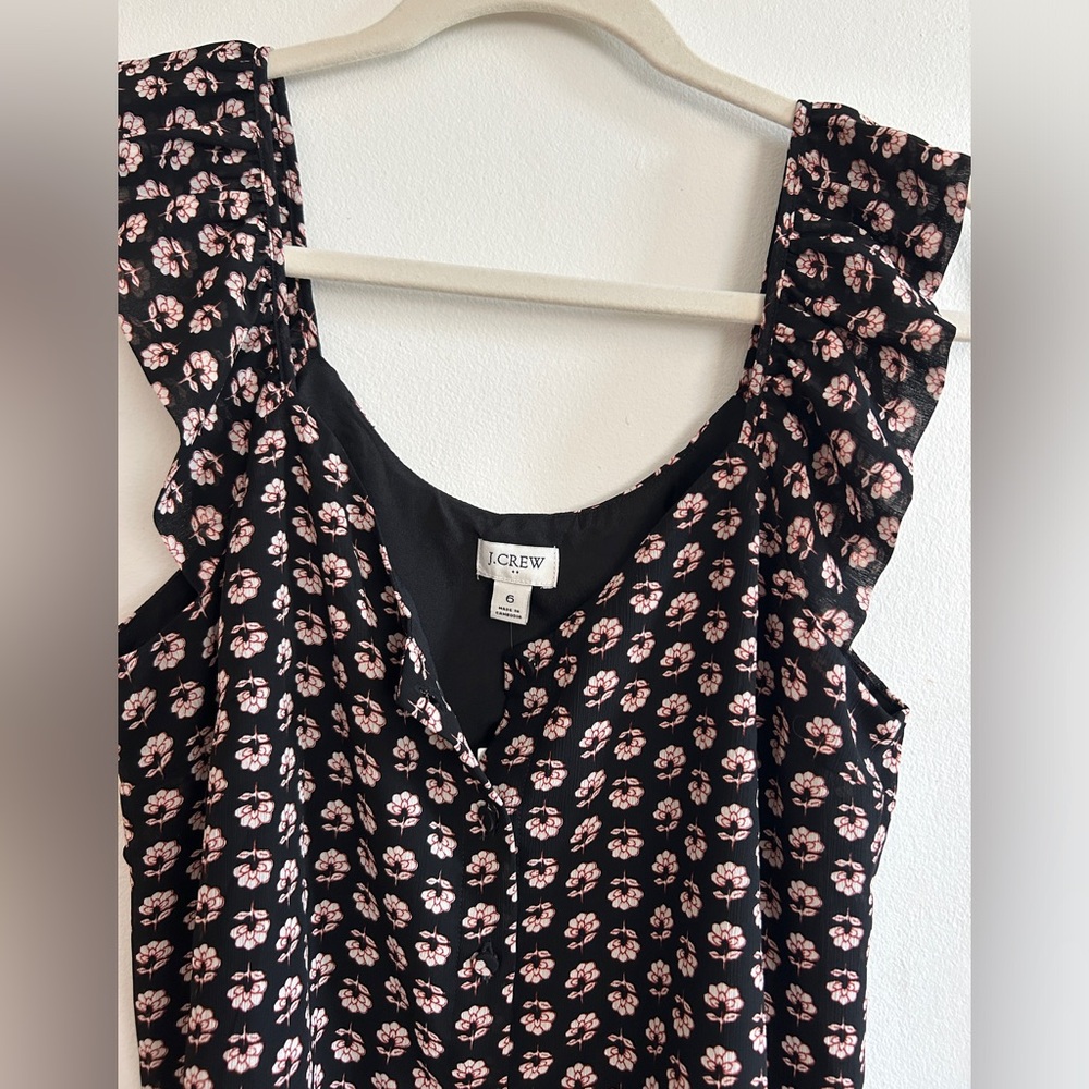 Jcrew Sleeveless Button-up Ruffle Top - Picture 2 of 4